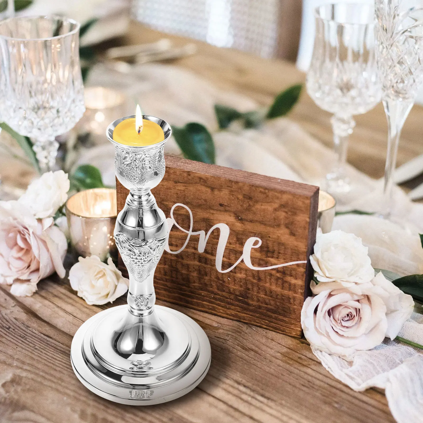 

Style Metal Holder Retro Taper Stand Vintage Decorative Table Centerpiece for Wedding Party Home Decor