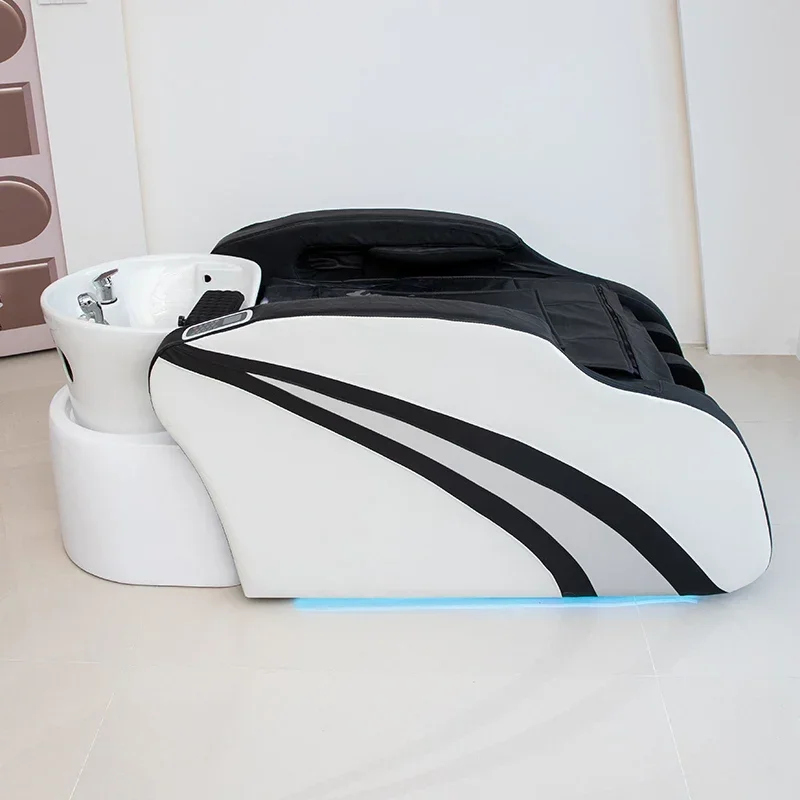 

BoJue Portable Automatic Massage Shampoo Chair Beauty Salon 4D Full Body Massage Hair Washing Bed Ceramic Head Basin Shampoo Bed