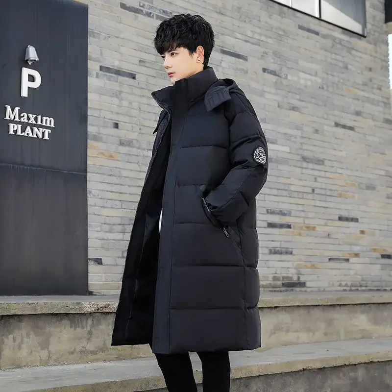 Couple Workwear Cotton Coat Women's Long Styles Over The Knee  2025 Winter Thickened Casual Fashion Zippers Velcro Woman Jacket