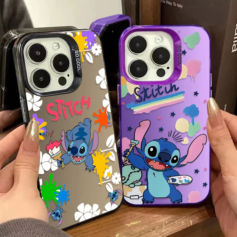 Case for Samsung Galaxy S24 S23 S22 S21 Ultra Plus FE A54 A34 A24 A14 A73 A53 A33 5G Note 20 Lovely Disney Stitch Plating Cover