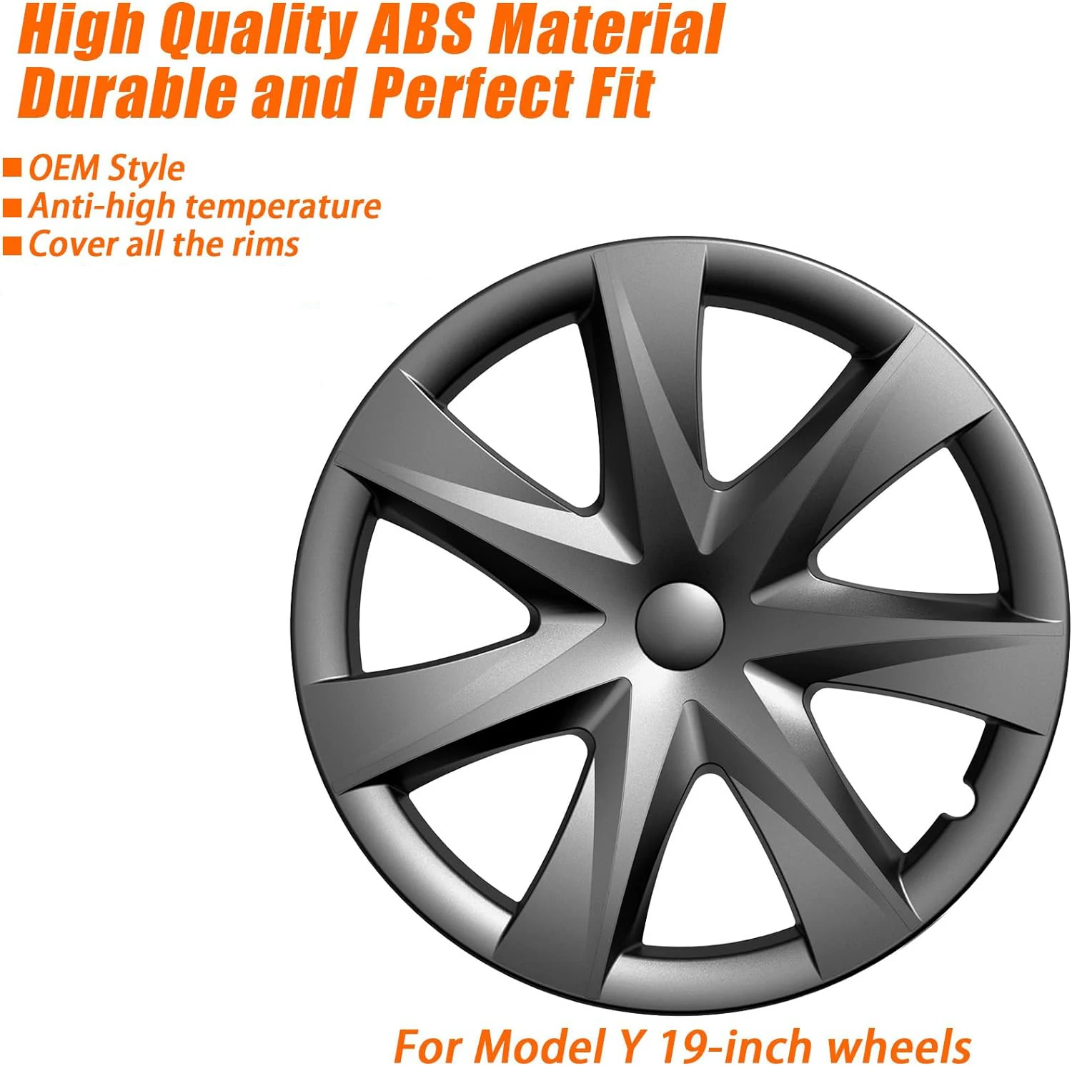 4PCS 19inch Hubcaps For Tesla Model Y 2024-2019, NEW Style Wheel Covers Replacement Support Range Improvement Rims Protector