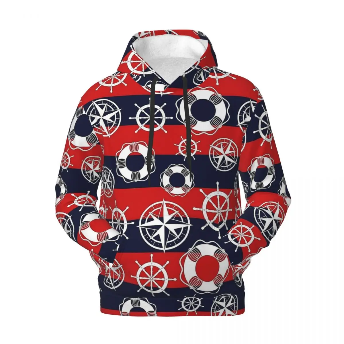 Anchor Loose Hoodies Male Nautical Marine Streetwear Pullover Hoodie Winter Vintage Classic Hooded Shirt Plus Size