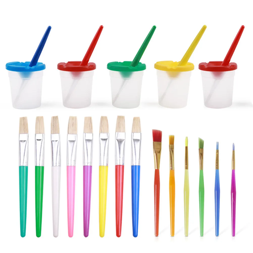 6Pcs Lightweight Transparent Paint Cups Plastic Spill Proof Leak Proof Brush Holder Washing Pen Cup for Students Artists