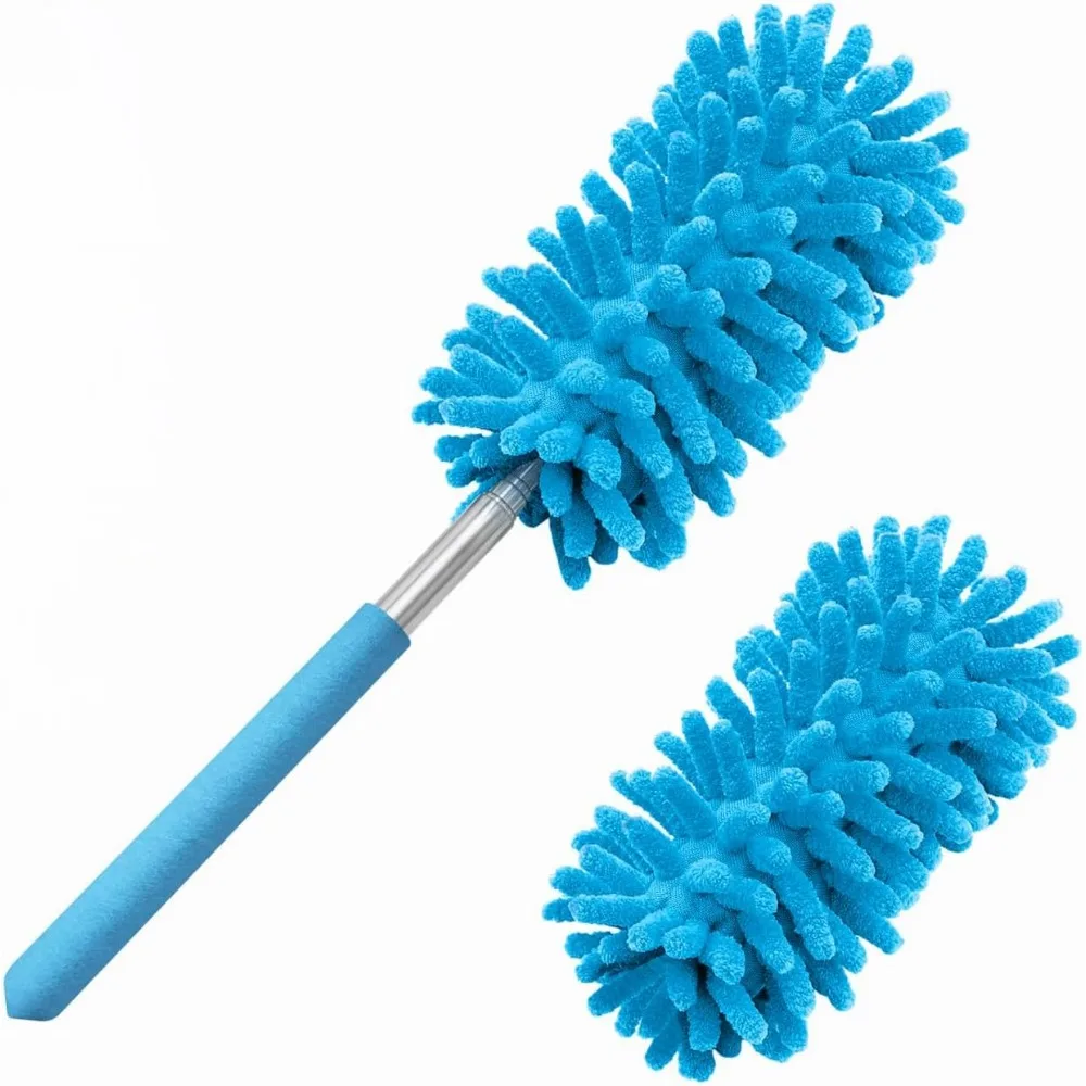 

Extendable Microfiber Duster with 2 Replaceable Heads, Detachable Brush for Car, Office & Home Cleaning