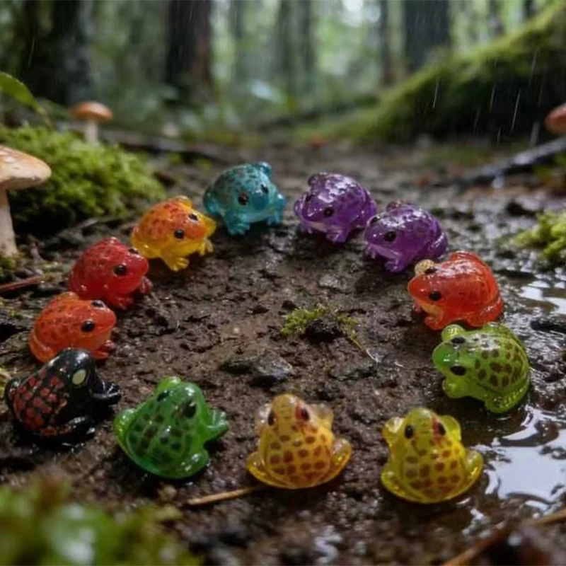 Leuchtende Froschstatuen, bunte Auto- und Gartendekorationen aus Kunstharz, perfekt für Mooslandschaften und Autozubehör, Partygeschenke – Detail 3
