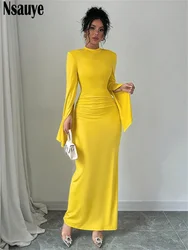 Nsauye 2024 Winter Sexy Elegant Party Dress For Women Vintage Clubwear Evening Birthday Holiday Long Sleeve Wrap Maxi Dresses