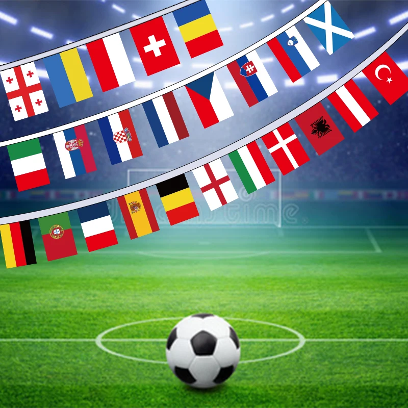 Aerlxemrbrae       Europe Countries cup 24pcs    Bunting National String Flags Banner Football Event for Party  decor