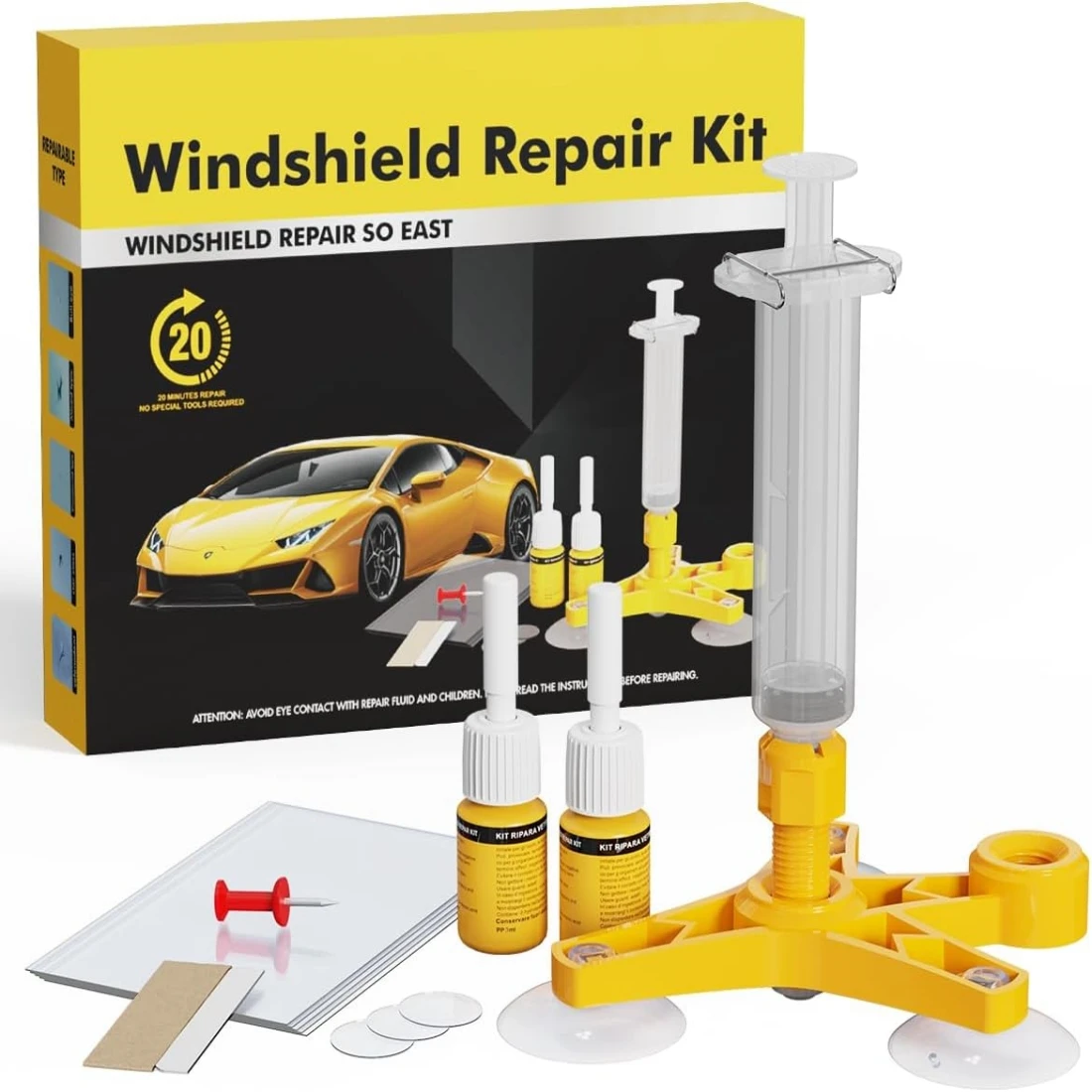 2024 Windshield Repair Kit Auto Cracks Gone Glass Repair Kit Windshield Repair Resin for Fix Cracks, Chips, Star-Shaped Crack