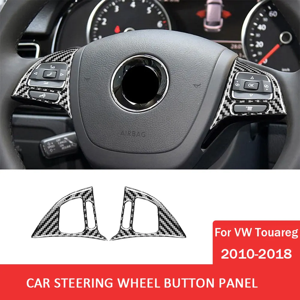 

Car Steering Wheel Button Frame Trim Sticker for Volkswagen VW Touareg 2010-2018 Carbon Fiber Decal Auto Interior Accessories