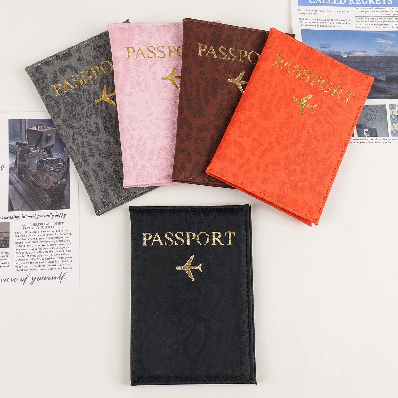 

New Letter Printed Color Passport Holder Travel Wallet Passport Covers Flight Ticket Holder ID Card Holder Travel Accessories