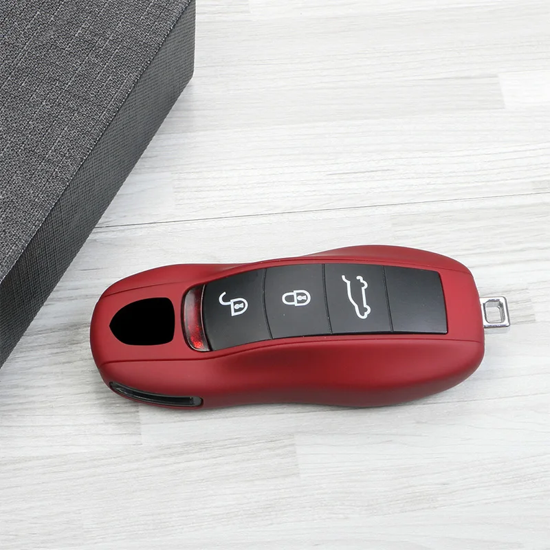 3-piece set For Porsche Bordeaux Red Key Shell Cayenne Macan911 Panamera 718/Taycan Car Key