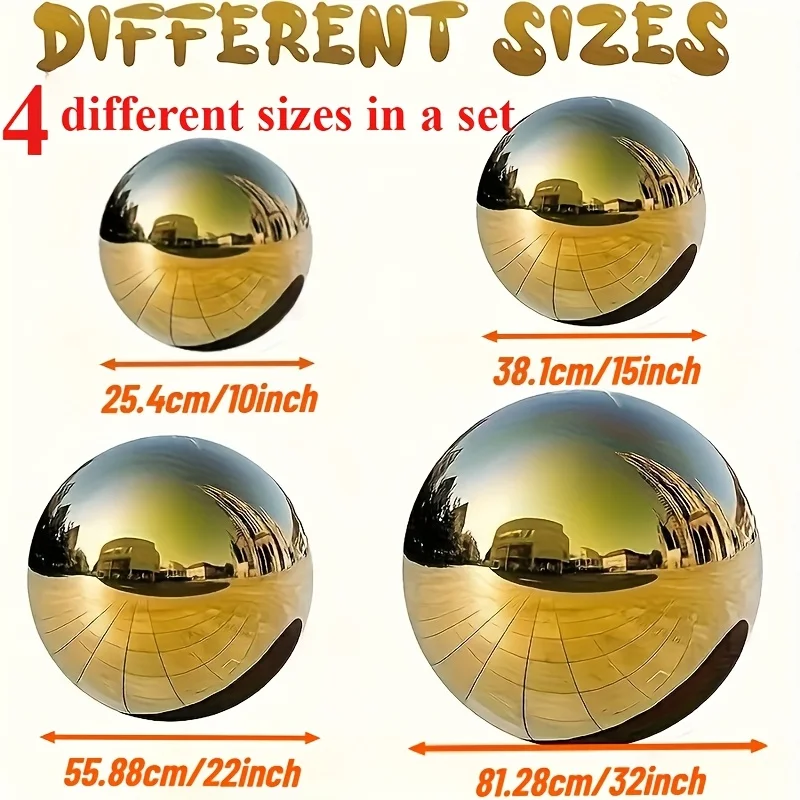 4 Stück goldene Disco-Ballons (10-32'). Wiederverwendbare 4D-Folienkugel mit selbstverschließendem Verschluss. Dekoration für Geburtstage, Weihnachten, Hochzeiten, Partys. – Detail 3
