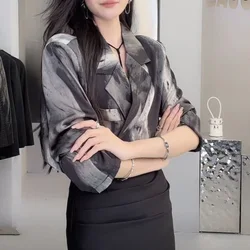 2023 Early Autumn Fashion Tie Dye With Shoulder Pads Relaxed Casual Luxury Feeling Draping Personalized Long Sleeve Suit Coat