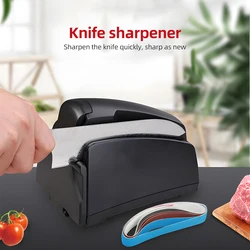 Electric Knife Sharpener for Kitchen Knives with 120/320/600/1000 Grit Sharpening Belt and Cleaning Brush Portable Auto Tool