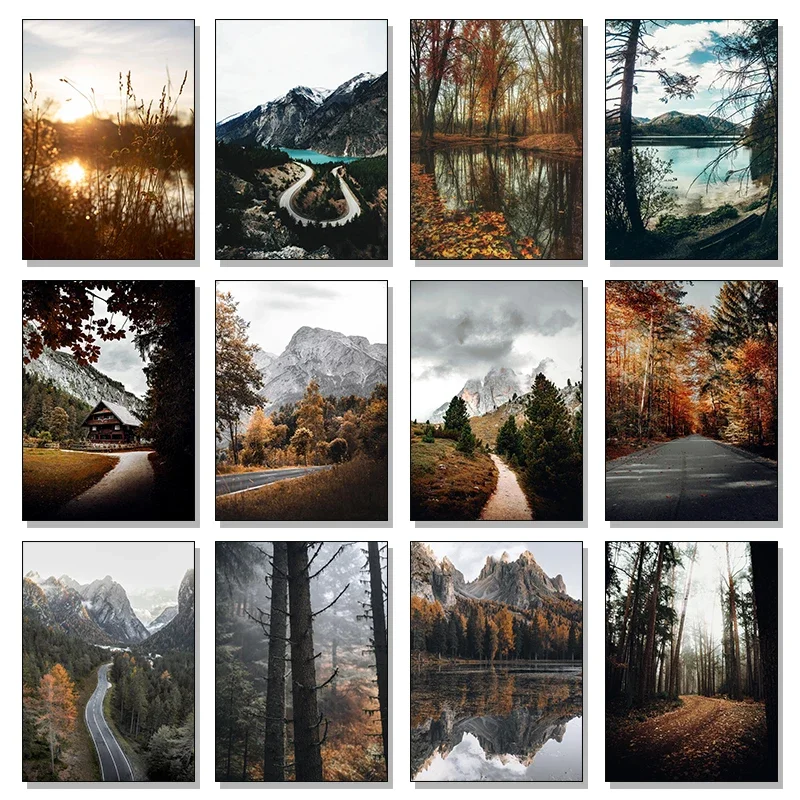 Modern Snow Mountain Lake Forest Landscape Photography Art Poster Canvas Paintings Wall Art Pictures For Living Room Home Decor