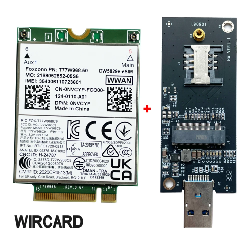 Dell,t77w968.50,DW5829e-eSIM,dw5829e,x20 lte,cat9,450mbps,FDD-LTE, TDD-LTE,dell 7320, 7330, 7520, 7530, 7430,用ラップトップモジュール4g