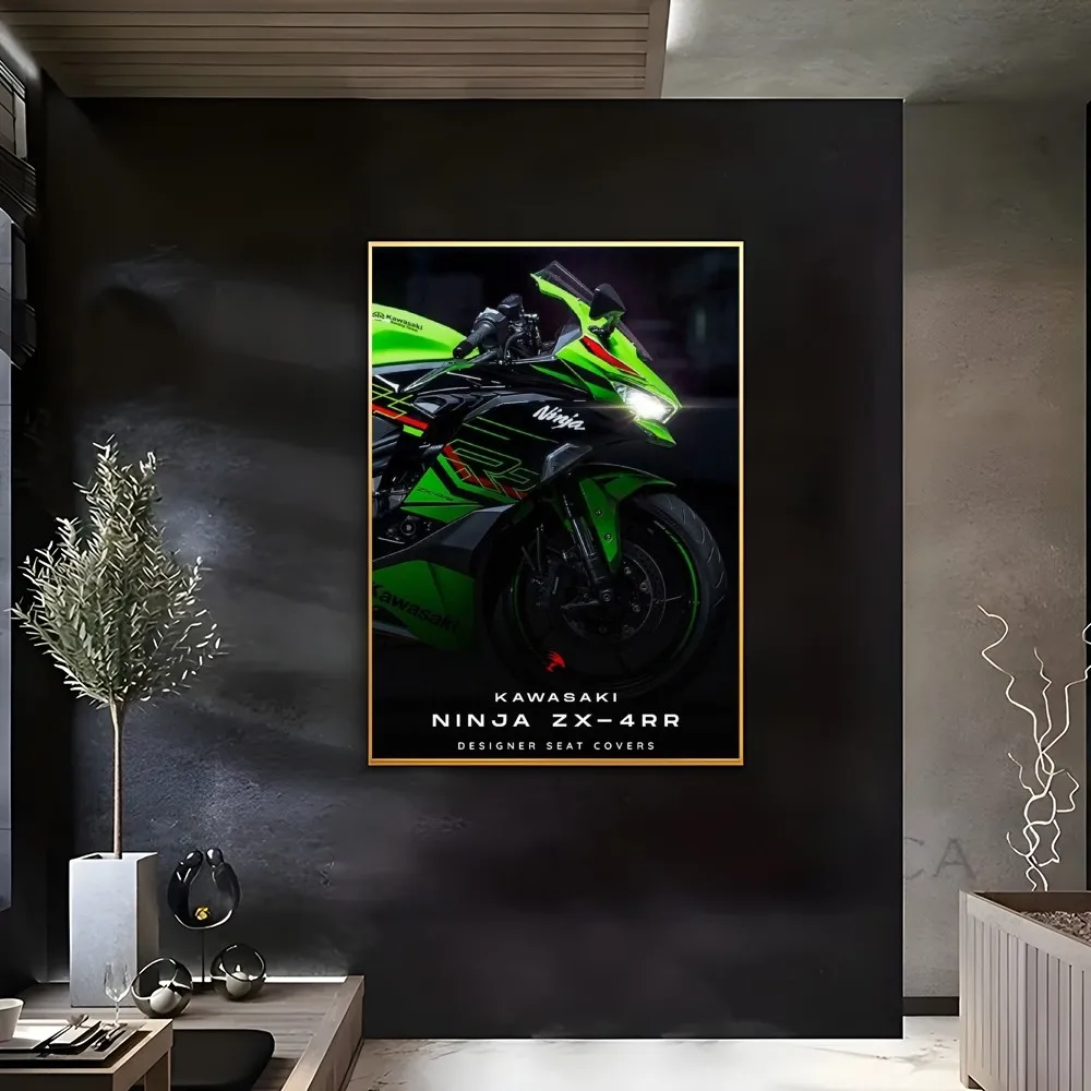 K-KawaSaki N-Ninja H2-R Cool Motorbike LOCO Poster Sticky Wall Art Printing Waterproof Home Living Bed Room Bar Aesthetic Decor