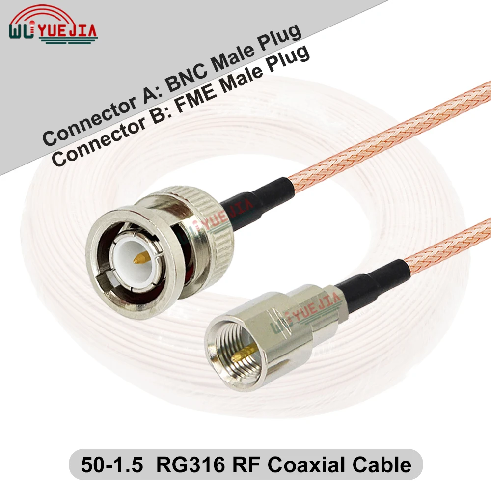 1Pcs FME to BNC Female Waterproof Connector RG-316 Cable Q9 BNC to FME Adapter RF Coaxial Cable Antenna Extension Jumper Pigtail