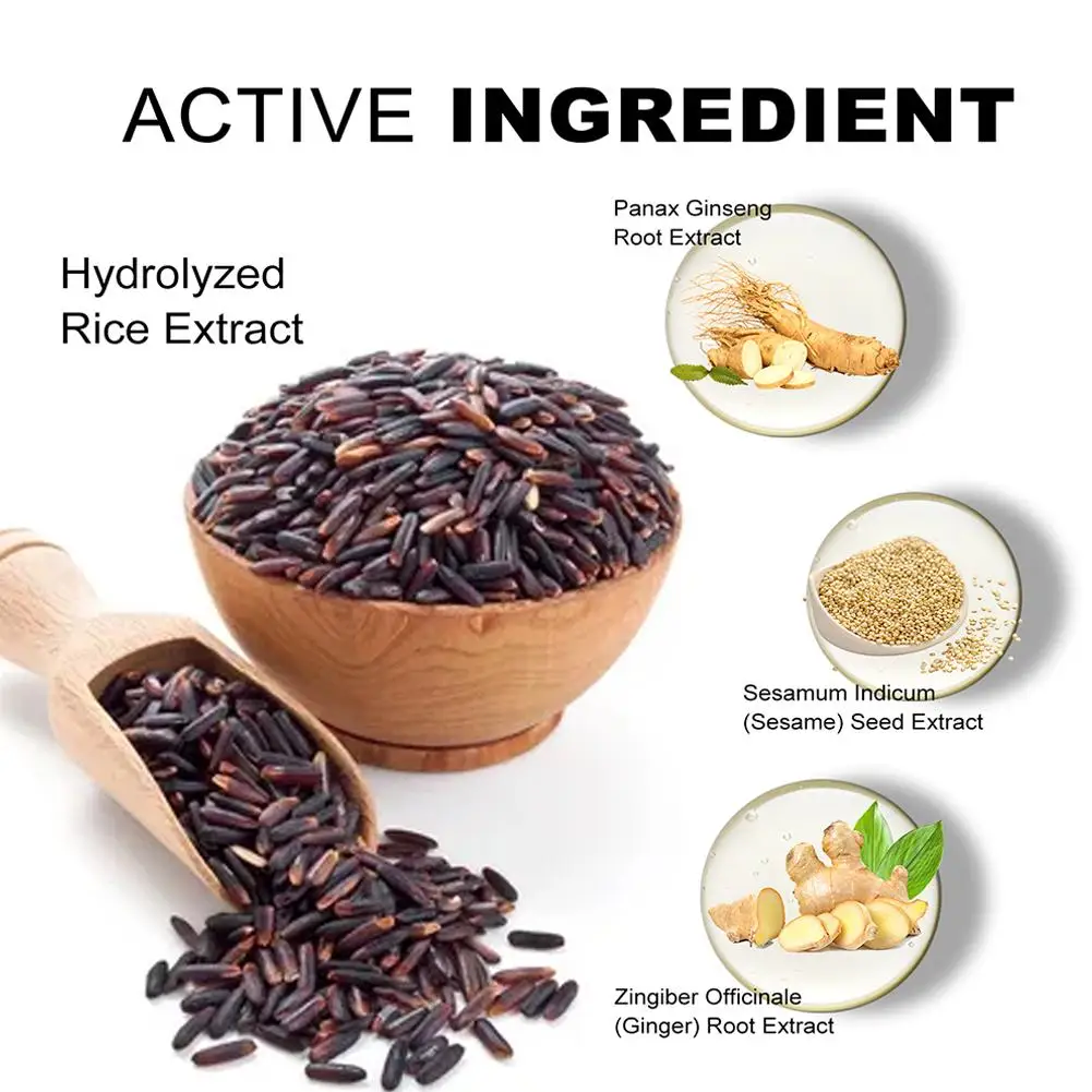Suero para tratamiento del cabello con agua de arroz negro, cubierta de cabello blanco a negro, Spray de reparación de Color Natural, anticaída, restauración del cabello, cuidado del cabello