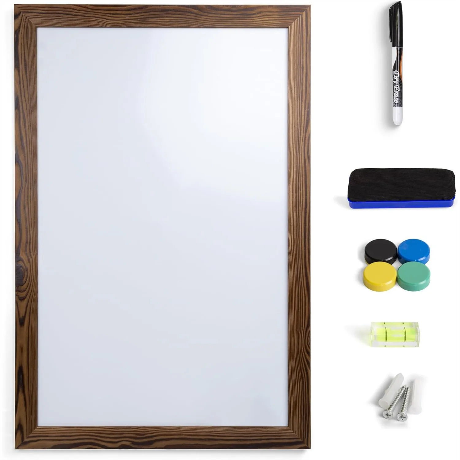 

Real Wooden Framed Magnetic Dry Erase Whiteboard, 24" x 36", Vertical/Horizontal Wall Mount, Includes Marker, Eraser & 4 Magnets