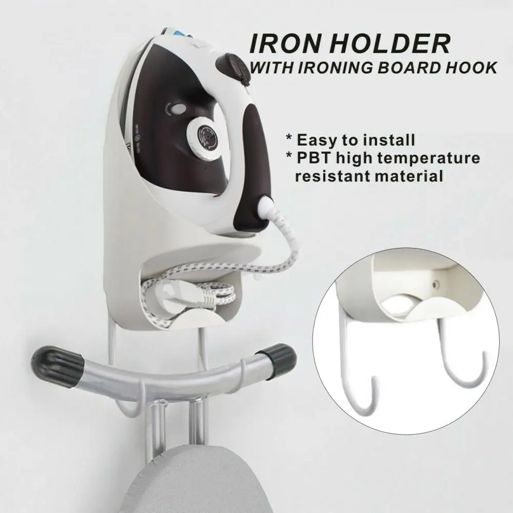 Durable Ironing Board Organizer Ironing Board Holder Wall Mount Iron Board Hanger Heat Resistant Electric Iron for Laundry