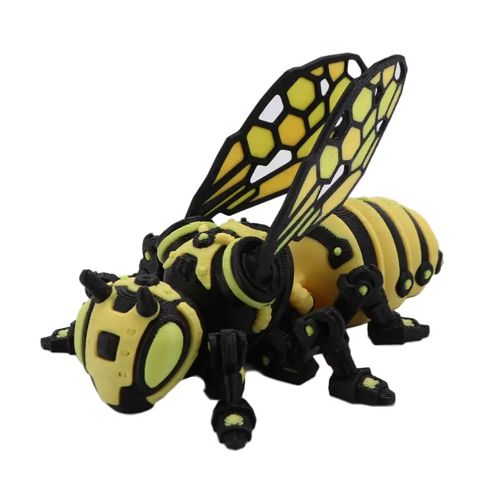3D Printed 3D Printed Mechanical Bee Movable Joint Detachable Wings Cyberpunk Articulated Bee Simulated Articulated Bee