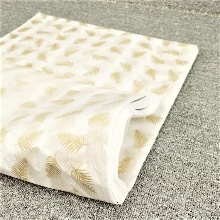 10pcs Flower Gift Wrapping Tissue Paper Translucent Pleated Papers Gold Leaf Pattern Clothing Shoe Package Handmade Apple Papers