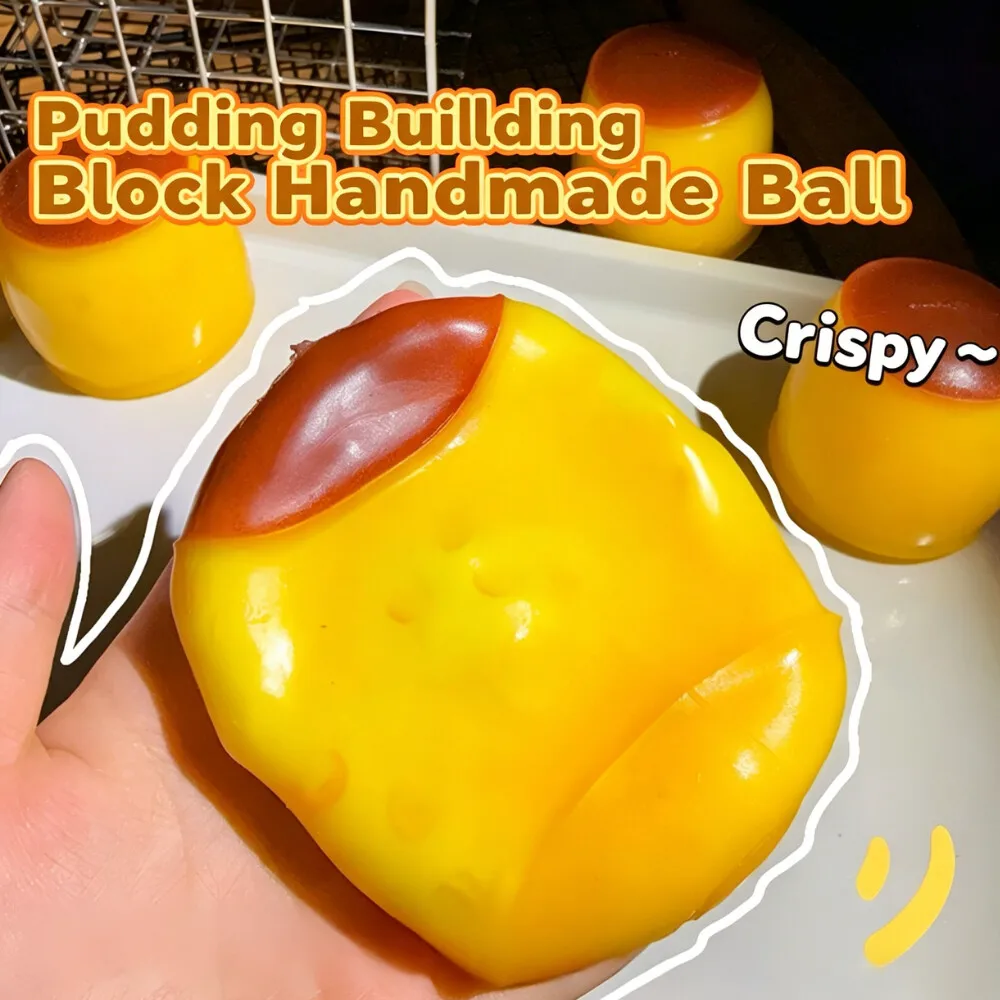 

Anxiety Relief Squishy Toy Realistic Crunchy Caramel Custard Pudding Soft Squeeze Stress Relief Vent Toy Gift For Kids Adults