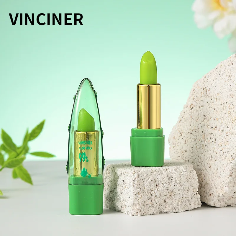 VINCINER Nuovo balsamo per labbra termocromico all'aloe Texture idratante brillante Labbra riparate a lunga durata Prevenire il rossetto alla moda secco 4g