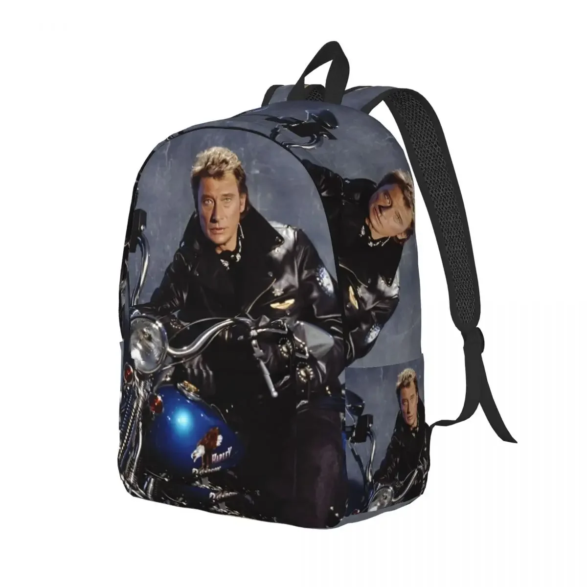 Johnny Hallyday Backpack for Men Women Cool High School Work Daypack Rock Star Music French Singer College Shoulder Bag Sports