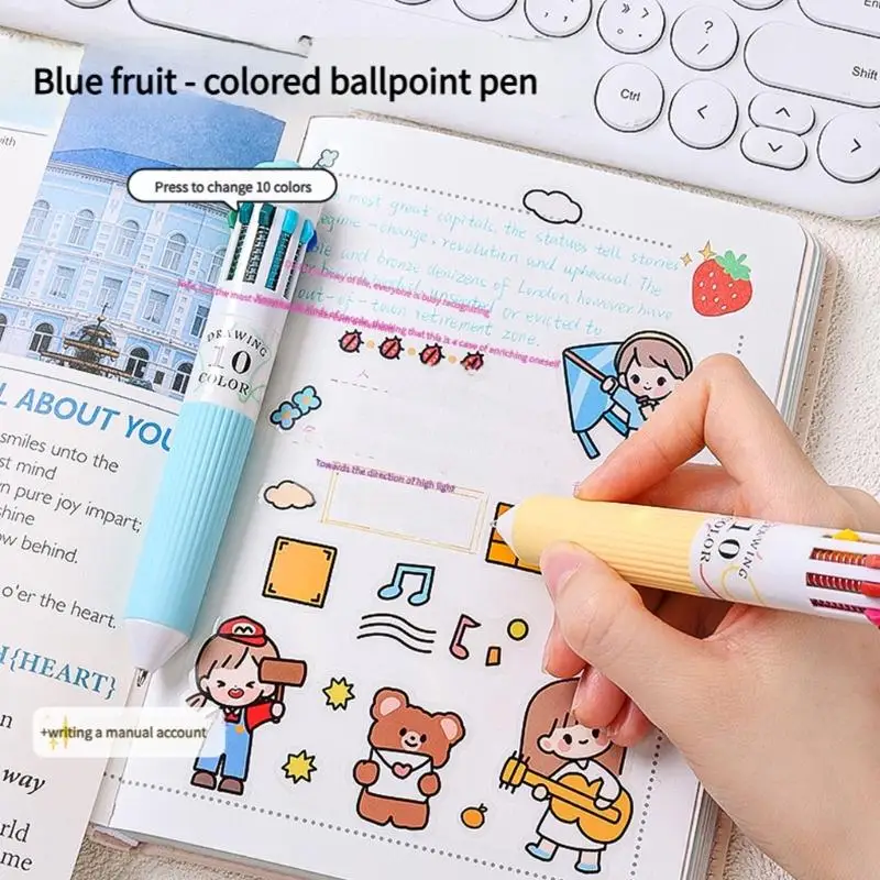 X6HA 3PCS Pallpoint Pens Multicolored Pens 10-Color-IN-1 Artics Letractable Multicolored Leflable Throug