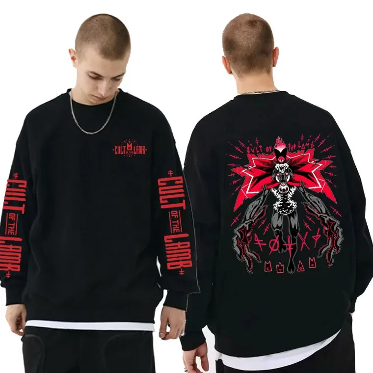 

Game Cult of The Lamb Double Sided Graphic Sweatshirt Anime Cartoon Fashion Mens Pullover Men Women Cotton Oversized Sweatshirts