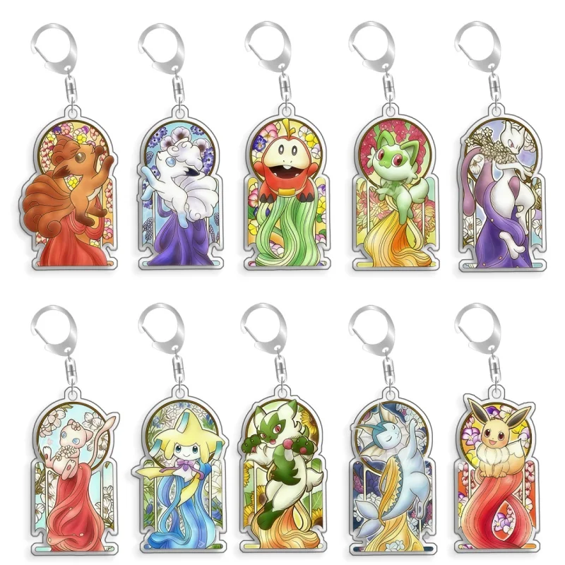 For Pokemon Elf Qikchu Vulpix Alcremie Fuecoco Eevee original Acrylic selfmade cute Cartoon Anime Keychain Pendant Toy gift 5cm