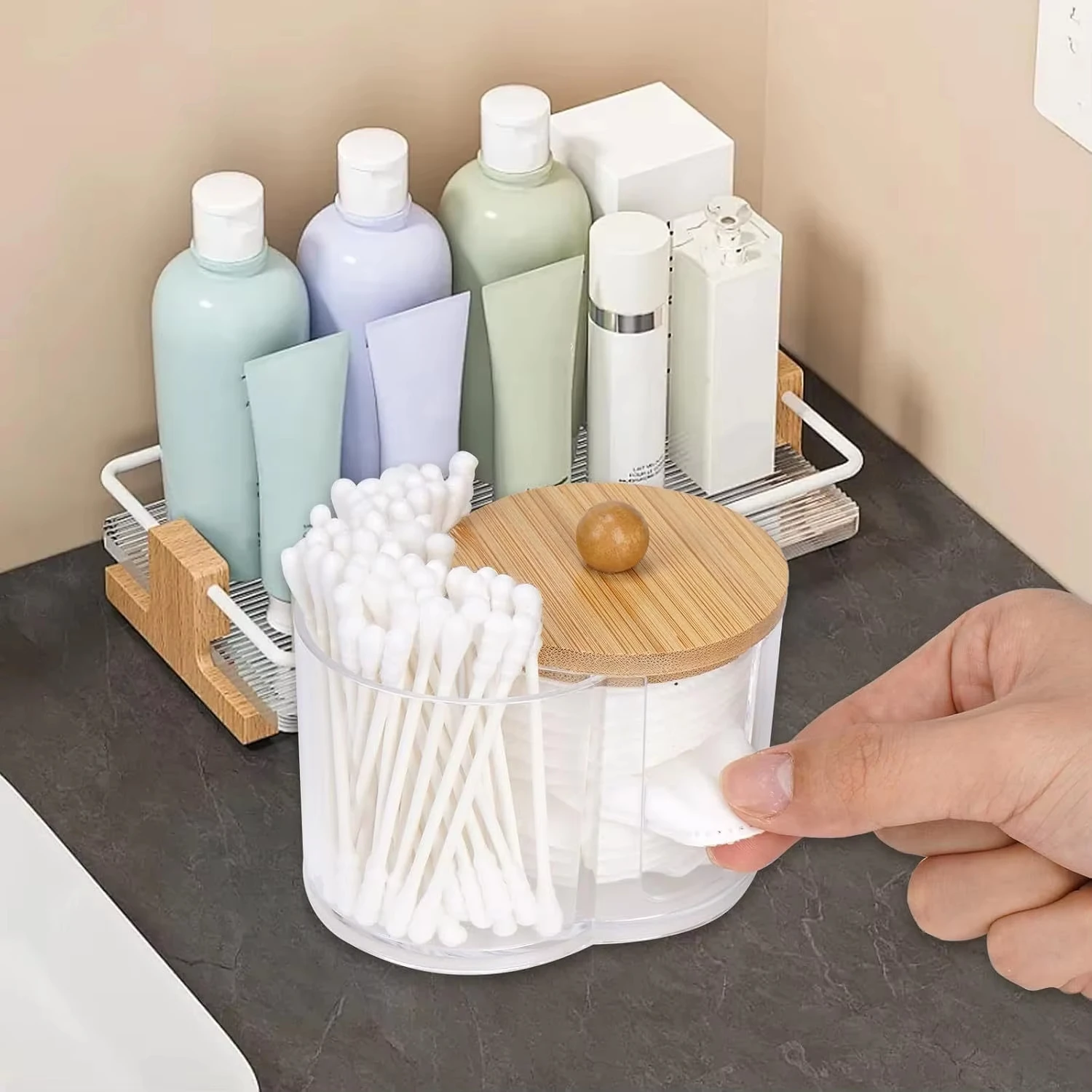 Dual Compartment Cotton Organizer (Clear Storage Box) 4