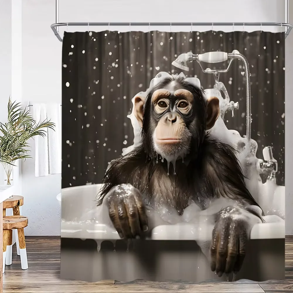 Funny Dog Bath Shower Curtain,Cute Dogs lion Reading Newspaper on Toliet Bathroom Curtain Washable Cloth Kids Shower Curtain