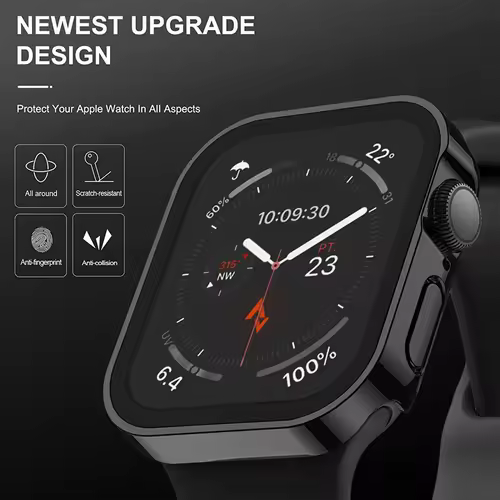Glass+Case For Apple Watch 42 46mm 45mm 41 49 44mm 40 mm straight edge Screen Protector Cover Case iWatch SE 6 7 8 9 10 11 Ultra - Image 4