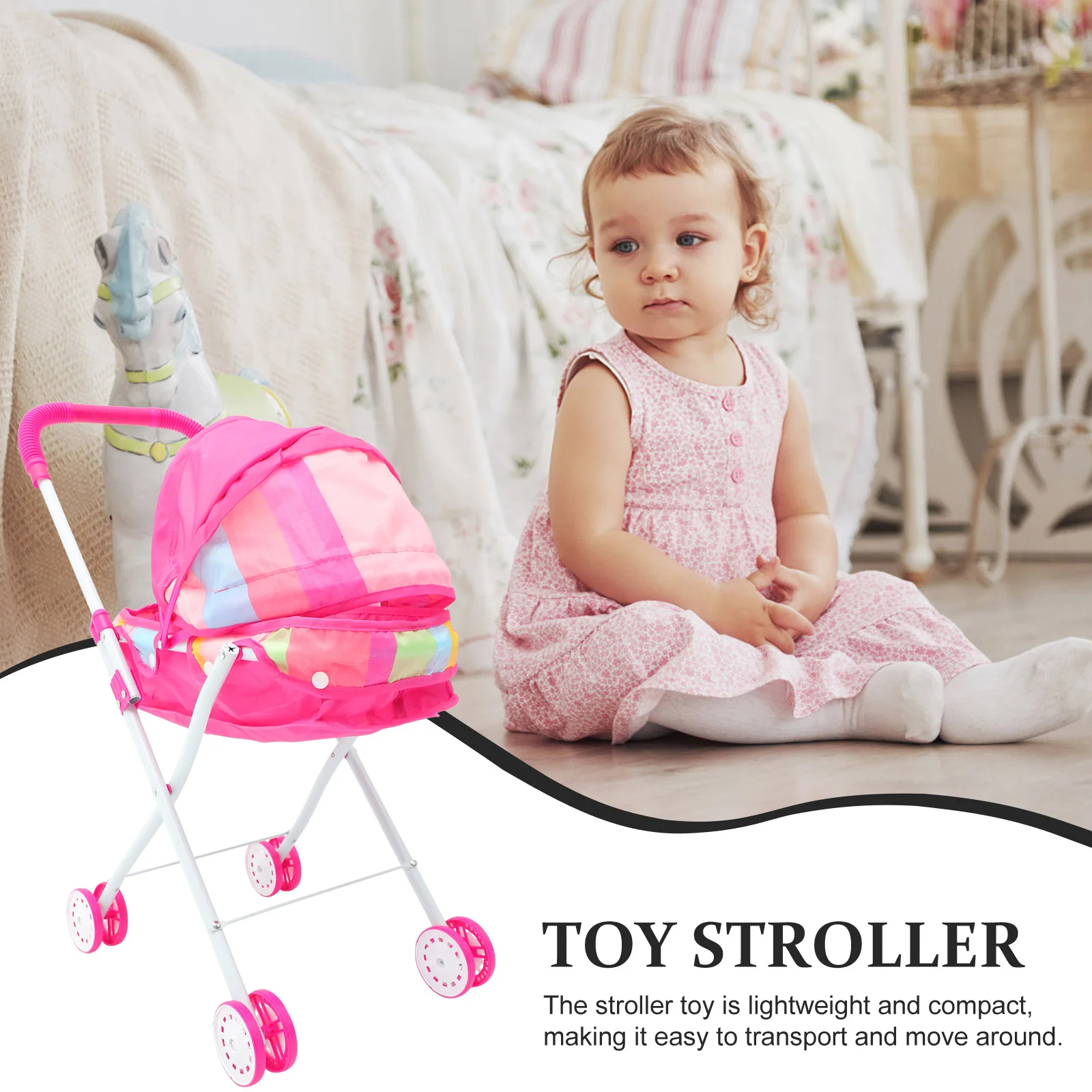 Stroller Girl Toys House Decorations Oxford Cloth Baby Trolly Dolly