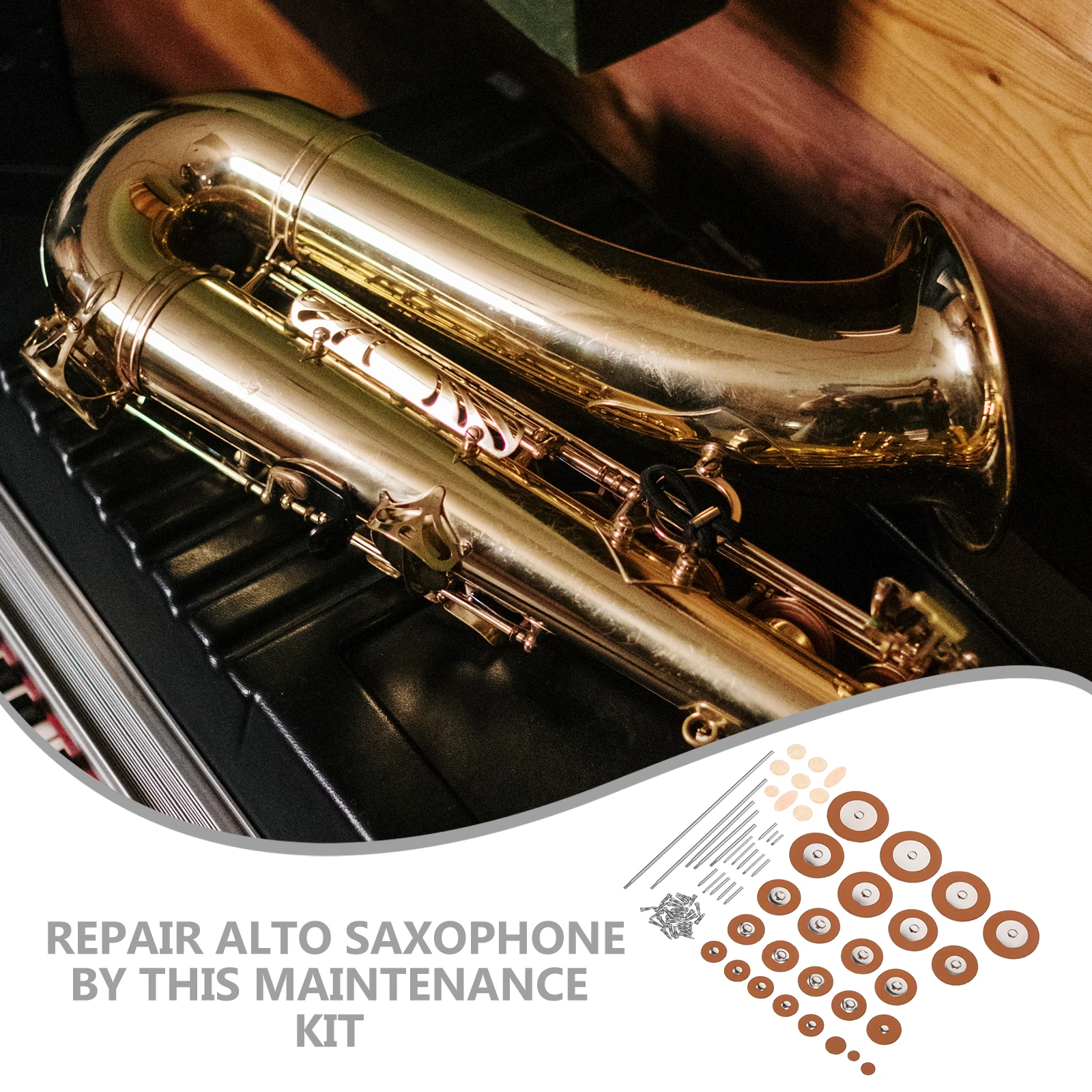 

Saxophone Repair Tool Kit Plastic Metal Alto Sax Parts Sound Hole Pads Instrument Accessories Maintenance Set For