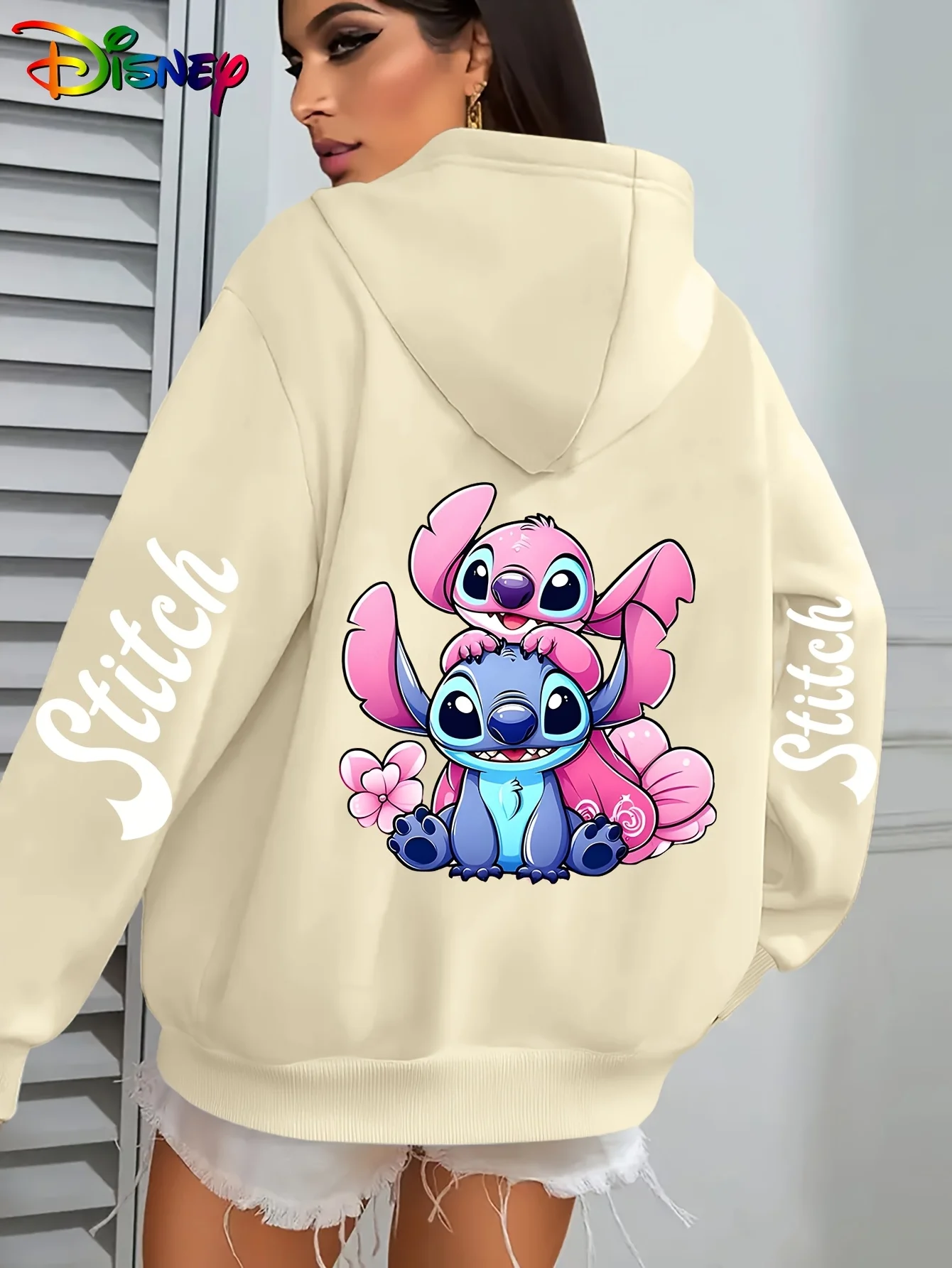 ديزني مطبوعة هوديي المرأة 2025 الخريف/الشتاء جديد فضفاض زوجين نمط عصري معطف الموضة كبيرة الحجم #3