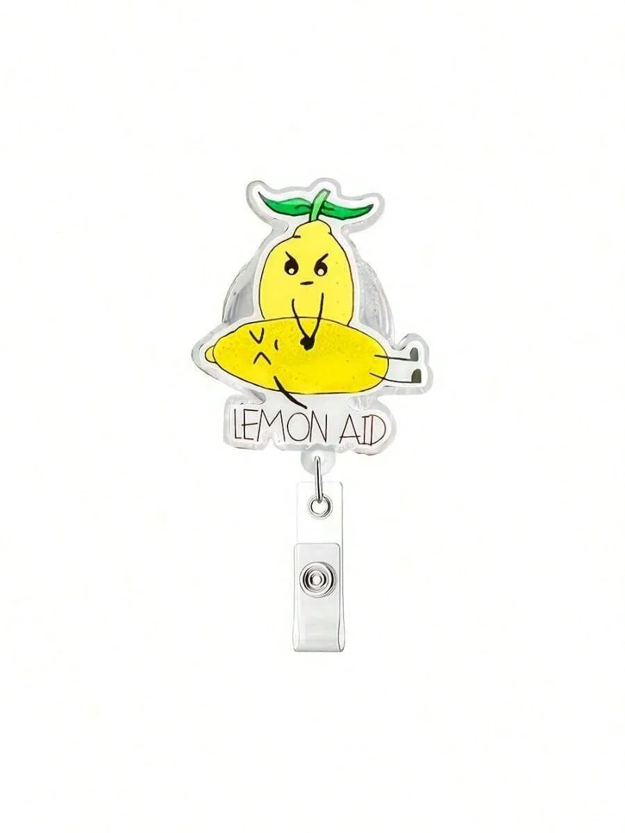 1pc funny Retractable Badge Reel with Metal Clip，360° Swivel Hook, For Nurses / Office / Corporate / Events/ Office Workers
