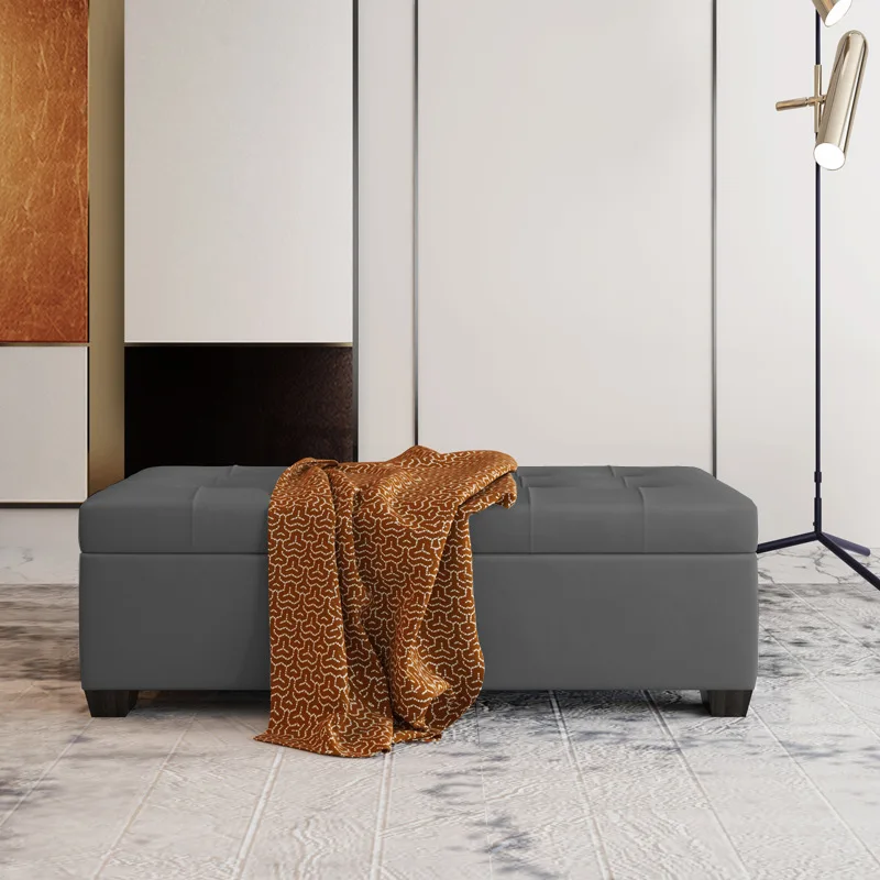 Storage stool Household rectangular sofa stool Shoe change stool Leather bedside Shop changing room Long