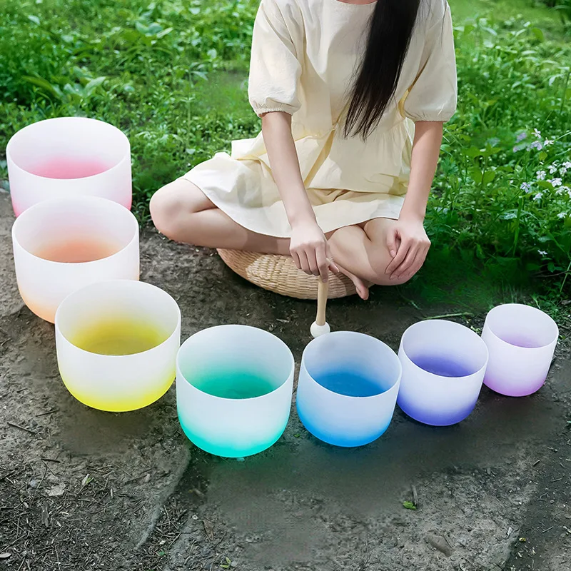 Gradual change Crystal Healing Singing Bowl Professional Standard Sound Deep Resonance