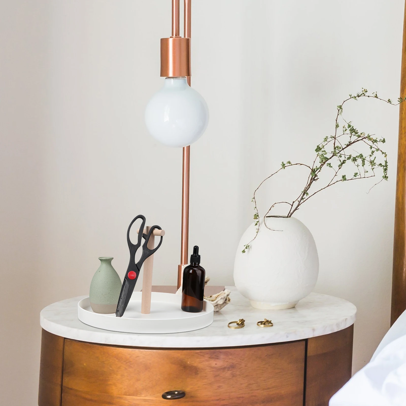 

Portable Wooden Tray H Storage Decor Round Shape Jewelry Plate Snack Sundries Tray Desktop ganizer Easy Clean Home Furnishing