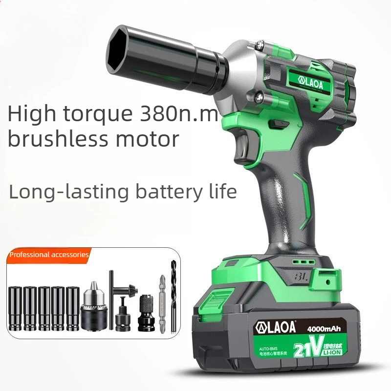 Brushless Electric Impact Wrench High Torque Cordless Impact Gun With Lithium Battery For Auto Repair Scaffolding Work