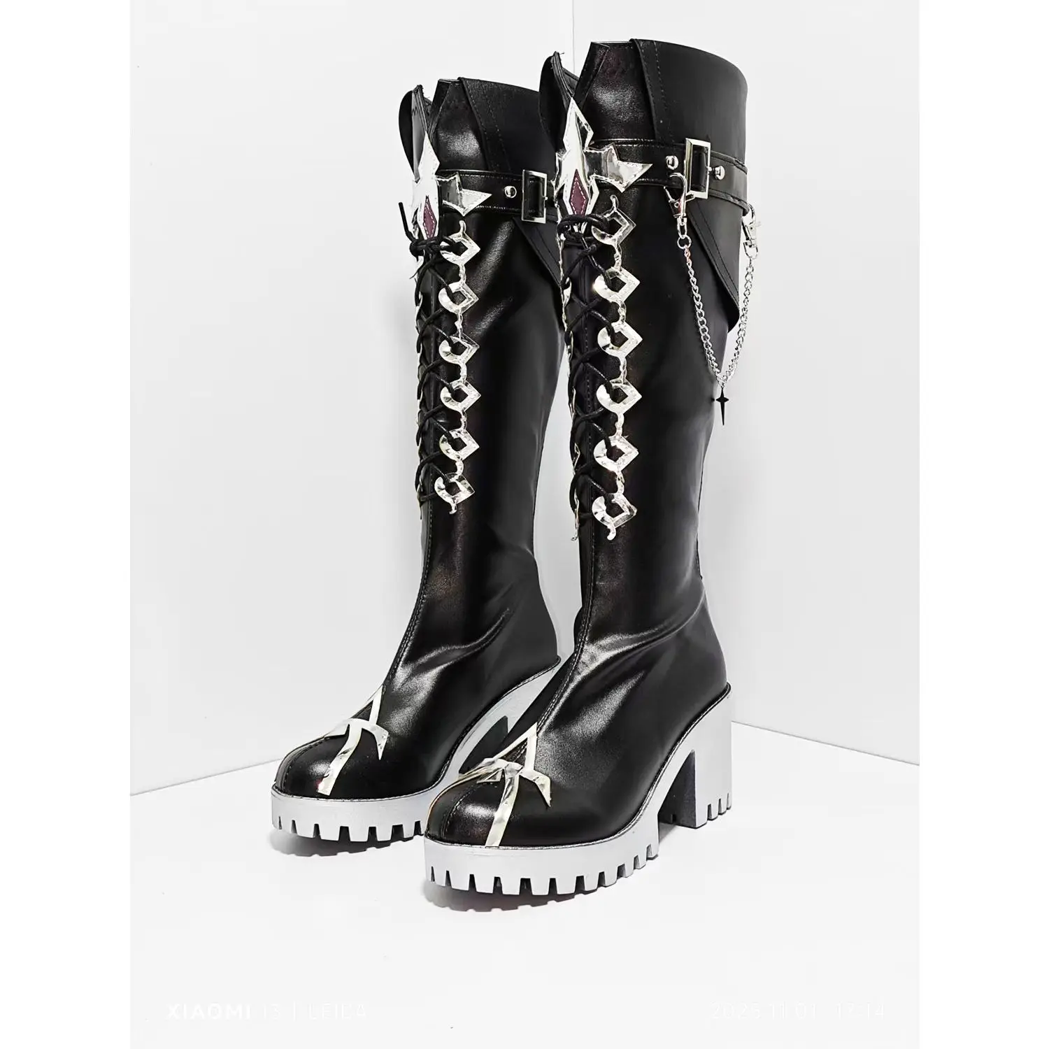 

Игра Genshin Impact Flins, обувь для косплея, черные длинные сапоги для женщин и мужчин, Хэллоуин, карнавал, реквизит для ролевых игр, аксессуары