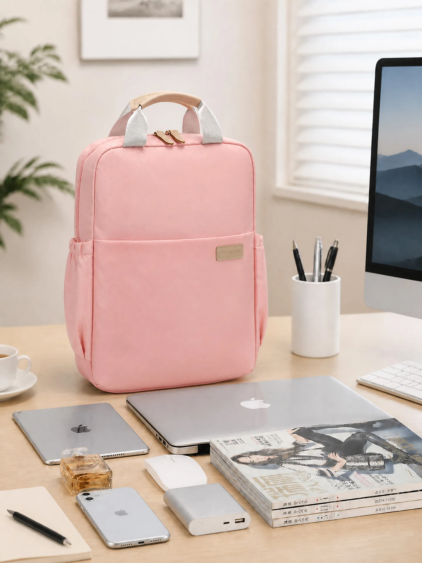 pink-shockproof-airbag-laptop-bag-for-commuting-and-class-high-aesthetic-dual-shoulder-backpack-for-teenage-and-young-females
