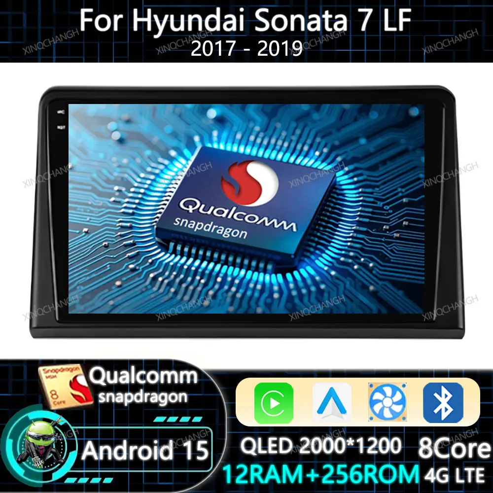 ヒュンダイ ソナタ 7 LF 2017-2019用 Android 15 カーラジオ、Carplay対応、オートマルチメディアビデオプレーヤー、クアルコム、2DIN、4G WIFI、BT、GPS、QLED搭載