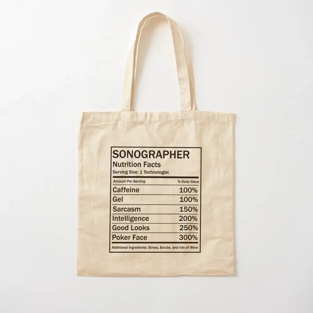 

Funny Ultrasound Gifts Nutrition Facts Black by SonoGiggles Tote Bag female bag Canvas Big bag