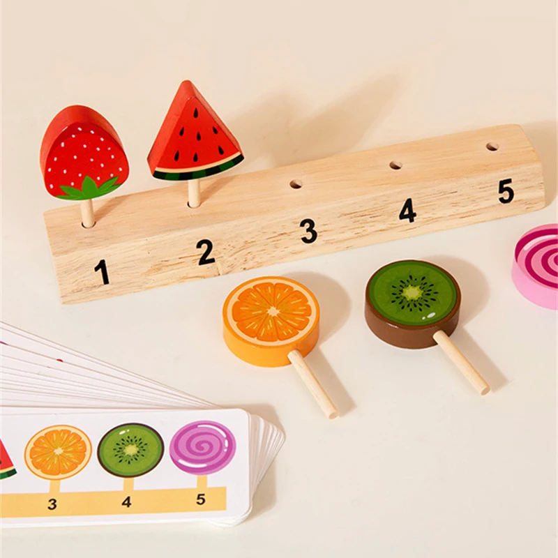 어린이 모양 색깔 분류 보드 게임 장난감 나무 과일 사탕 아이스크림 매칭 게임 논리적 사고 훈련 가상 음식 장난감