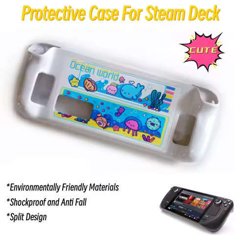 Cute Protective Case For Steam Deck Game Console Cover Anti-Fall Non-Slip Protective Shell Split Design